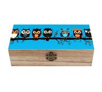 peiyeety Grazioso portagioie in legno con gufi su un ramo, con coperchio incernierato, scatola portaoggetti in legno le, decorazione antica per la casa, per artigianato, anelli e regali.