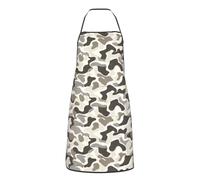 peiyeety Grembiule astratto dalla forma ondulata, colore grigio e marrone, per uomo e donna, grembiule da chef da cucina con tasche.