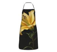 peiyeety Grembiule iperrealistico con giglio giallo per uomo e donna, grembiule da chef da cucina con tasche