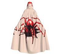 peiyeety Il grazioso mantello con cappuccio per adulti di Halloween con stampa a forma di ragno rosso è un mantello super grande, comodo e resistente.