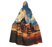 peiyeety Il mantello con cappuccio per adulti di Halloween con stampa di trattore rosso è un mantello super grande, comodo e resistente