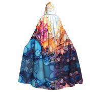 peiyeety Il mantello con cappuccio per adulti di Halloween con stampa marmorizzata multicolore è un mantello super grande, comodo e resistente