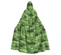 peiyeety Il mantello con cappuccio per adulti di Halloween con stampa sul prato del campo da golf è un mantello super grande, comodo e resistente