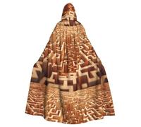 peiyeety Il mantello con cappuccio per adulti stampato a labirinto poligonale è un poncho con cappuccio di Halloween super grande, comodo e resistente
