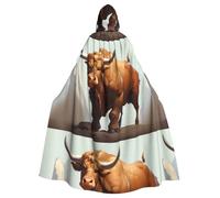 peiyeety Il mantello con cappuccio per adulti stampato con bue prepotente è un poncho con cappuccio di Halloween super grande, comodo e resistente