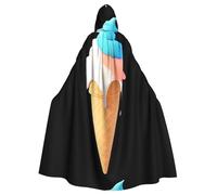 peiyeety Il mantello con cappuccio per adulti stampato con gelato sciolto è un poncho con cappuccio di Halloween super grande, comodo e resistente