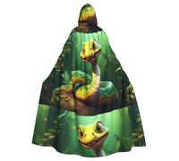 peiyeety Il mantello con cappuccio per adulti stampato con serpente dei cartoni animati è un poncho con cappuccio di Halloween super grande, comodo e resistente