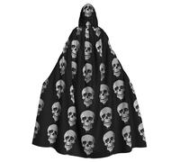 peiyeety Il mantello con cappuccio per adulti stampato con teschio a buco nero è un poncho con cappuccio di Halloween super grande, comodo e resistente