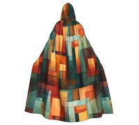 peiyeety Il mantello con cappuccio per adulti stampato con texture cubista è un poncho con cappuccio di Halloween super grande, comodo e resistente