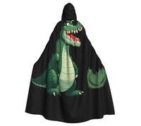 peiyeety Il mantello con cappuccio per adulti stampato con un feroce coccodrillo è un poncho con cappuccio di Halloween super grande, comodo e resistente.