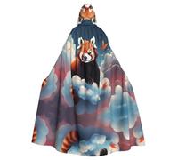 peiyeety Il mantello con cappuccio per adulti stampato Red Panda On The Cloud è un poncho con cappuccio di Halloween super grande, comodo e resistente.