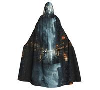peiyeety Il mantello con cappuccio per adulti stampato sulla strada piovosa è un poncho con cappuccio di Halloween super grande, comodo e resistente