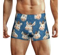 peiyeety Intimo da Uomo con Stampa Blu di Un Divertente Asino, Boxer Morbidi da Uomo, Slip Boxer Traspiranti e Traspiranti