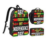 peiyeety Juneteenth è il mio zaino da 17 pollici per il giorno dell'indipendenza, set di borse per il pranzo, zainetto leggero per uomo e donna, 3 pezzi