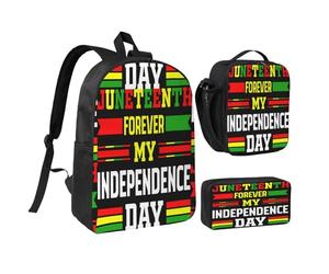 peiyeety Juneteenth è il mio zaino da 17 pollici per il giorno dell'indipendenza, set di borse per il pranzo, zainetto leggero per uomo e donna, 3 pezzi