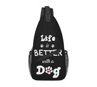peiyeety La vita è migliore con un cane. Borsa a tracolla per cani. Borsa a tracolla regolabile. Zaino sportivo, palestra, borse a tracolla. Zaino da viaggio, ciclismo, casual, diagonale.