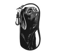 peiyeety Labrador Retriever Linolecut Nero su Bianco Custodia portatile per occhiali da sole leggera Borsa per occhiali da vista