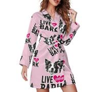 peiyeety Live Love Bark - Camicie da notte corte da donna, accappatoio, abbigliamento da notte con cintura