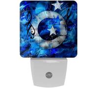 peiyeety Luce notturna a LED con note musicali blu e stelle, sensore automatico, dal tramonto all'alba, decorativa per camera da letto, bagno, cucina, corridoio, scale, corridoio,