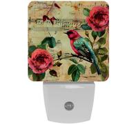 peiyeety Luce notturna a LED con note musicali e rose vintage, sensore automatico, dal tramonto all'alba, decorativa per camera da letto, bagno, cucina, corridoio, scale, corridoio.