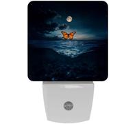 peiyeety Luce notturna a LED con sensore automatico a forma di farfalla a forma di luna piena, decorativa dal tramonto all'alba, per camera da letto, bagno, cucina, corridoio, scale, corridoio,