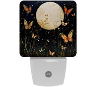 peiyeety Luce notturna a LED con sensore automatico, con luna e farfalle, dal tramonto all'alba, decorativa per camera da letto, bagno, cucina, corridoio, scale, corridoio,