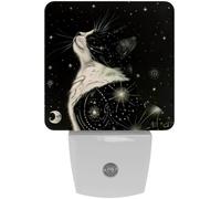 peiyeety Luce notturna a LED con sensore automatico, con stelle e luna, decorativa dal tramonto all'alba, per camera da letto, bagno, cucina, corridoio, scale, corridoio,