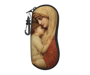 peiyeety Madre di Dio Maria e Gesù Custodia portatile per occhiali Borsa per occhiali da sole leggera Custodia per occhiali da vista