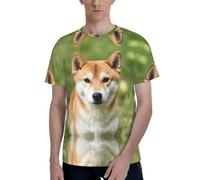 peiyeety Maglietta da Uomo - Maglietta Casual Morbida con Scollo Rotondo e Maniche Corte, Nera con Stampa di Un Simpatico Cane Shiba Inu