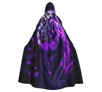 peiyeety Mantello con cappuccio unisex con motivo viola e tigre bianca, 1 modello, per costume di Halloween, vampiro, strega, cosplay, mago