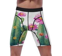 peiyeety Pantaloncini a Compressione Cactus Flower da Uomo, Pantaloncini Sportivi in Spandex, Intimo Tecnico da Allenamento