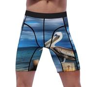 peiyeety Pantaloncini a Compressione Can Bird Blue Sea da Uomo, in Spandex, Sportivi, da Allenamento, da Indossare sotto la Tuta