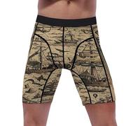 peiyeety Pantaloncini a Compressione da Uomo con Motivo Mappa del Tesoro, Stile Pirata Marittimo, in Spandex, Sportivi, da Allenamento e da Allenamento, Intimo Tecnico