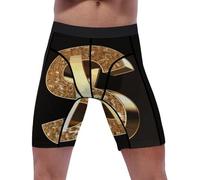 peiyeety Pantaloncini a Compressione da Uomo con Simbolo del Dollaro in Oro, Pantaloncini Sportivi in Spandex, Intimo Tecnico da Allenamento
