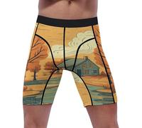 peiyeety Pantaloncini a Compressione River in Front of House da Uomo, in Spandex, Sportivi, da Allenamento, da Indossare sotto la Tuta