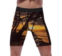 peiyeety Pantaloncini a Compressione Seashore Trees Sunset da Uomo, in Spandex, Sportivi, da Allenamento, da Indossare sotto la Tuta