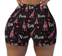 peiyeety Pantaloncini da Ciclista con Stampa a Cuore Paris Eiffel da Donna, Pantaloncini da Corsa per Atletica, Yoga, Palestra e Allenamento