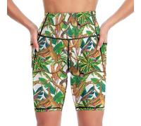 peiyeety Pantaloncini da Yoga da Motociclista con Motivo a Scimmia nella Giungla, per Donna, da Palestra, con Controllo della Pancia, a Vita Alta, per Yoga e Allenamento