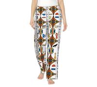 peiyeety Pantaloni da pigiama da donna con tasche, antichi geroglifici egizi, colorati, morbidi e comodi, con coulisse
