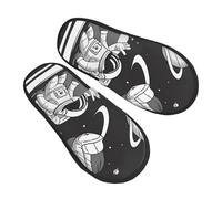 peiyeety Pantofole con stampa astronauta che entra nel buco nero per donna, scarpe da casa con suola morbida, pantofole da interno ed esterno