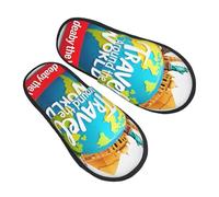 peiyeety Pantofole con stampa Viaggio in tutto il mondo per donna, con suola morbida, per interni ed esterni