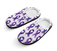 peiyeety Pantofole in cotone antiscivolo con nastro Alzheimer viola, per interni ed esterni