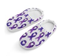 peiyeety Pantofole in cotone antiscivolo con nastro Alzheimer viola, per interni ed esterni