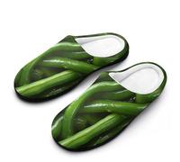 peiyeety Pantofole in memory foam da uomo Green Beans, leggere, in cotone, per interni ed esterni42-43