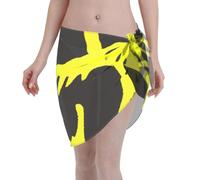 peiyeety Pareo Corti da Donna in Chiffon Stile retrò con Stampa Rasta Leone di Giuda, Copricostume Trasparenti per Bikini, Colore Nero.
