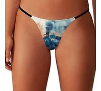 peiyeety Perizoma da Donna con Motivo a Treno a Vapore Vintage, Slip a Vita Bassa e Schiena a T, Intimo Hipster