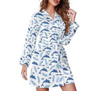 peiyeety Pigiama da Donna con Motivo a Delfino e Simpatico Animale, Accappatoio, Divertente Scialle da Notte, Regalo Extra Large