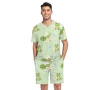 peiyeety pijama da uomo a maniche corte con scollo a V, 2 pezzi, dalla S alla XXL