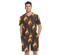 peiyeety pijama da uomo a maniche corte, con scollo a V e tasche, dalla S alla XXL