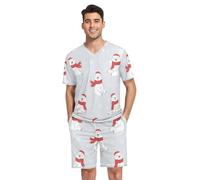 peiyeety pijama da uomo a maniche corte con tasche, scollo a V, 2 pezzi, set da notte, dalla S alla XXL